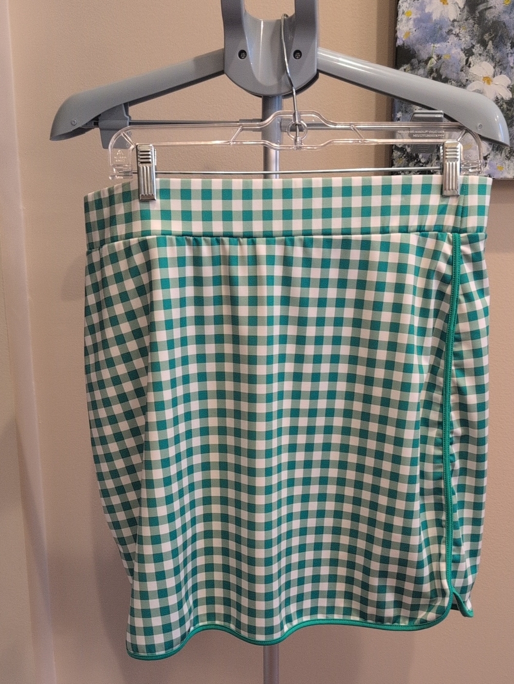 J. Crew Green and White Gingham Skort